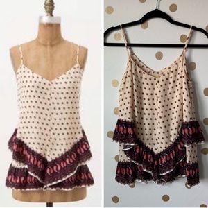 Anthropologie Maeve Buteh Borders Tiered Ruffle Tank - Size XS